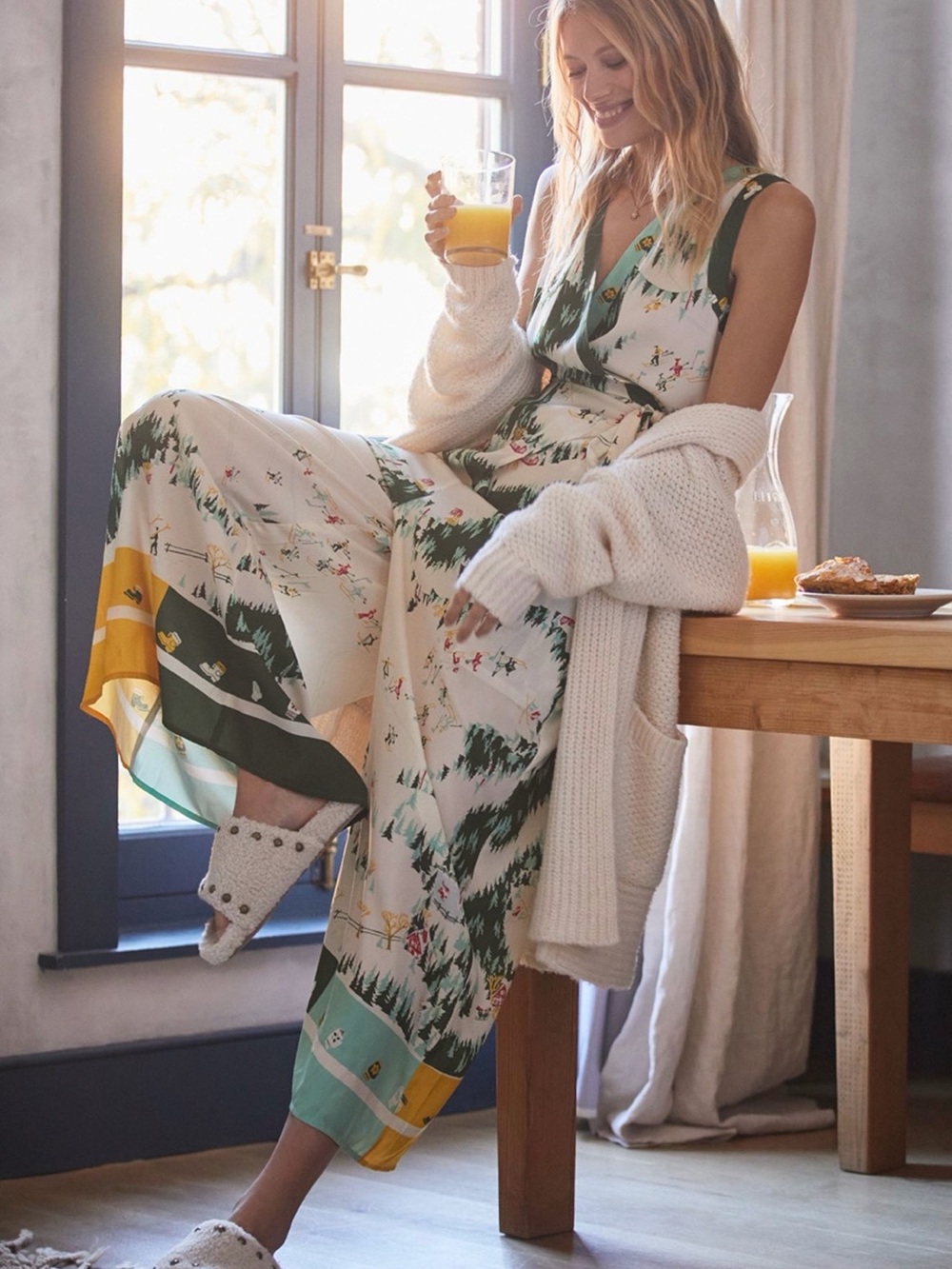 Anthropologie Aspen Ski Slope Wide Leg Jumpsuit / Pajamas